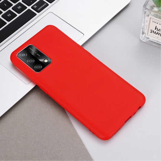 For OPPO A74 4G / F19 Pure Color Liquid Silicone Shockproof Full Coverage Case(Red) by buy2fix