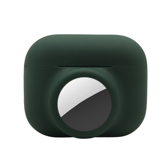 2 in 1 Shockproof Full Coverage Silicone Protective Case For AirPods Pro / AirTag 2nd Gen / AirTag 1st Gen(Dark Green)
