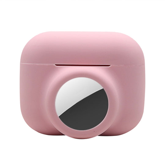 2 in 1 Shockproof Full Coverage Silicone Protective Case For AirPods Pro / AirTag 2nd Gen / AirTag 1st Gen(Pink)