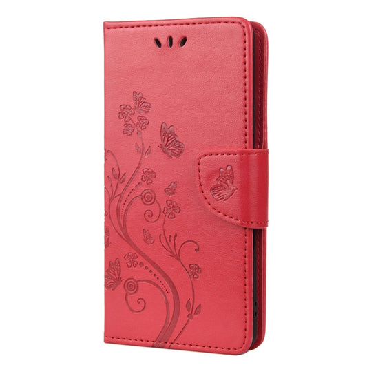 For Sony Xperia 10 III Butterfly Flower Pattern Horizontal Flip Leather Case with Holder & Card Slots & Wallet(Red) by buy2fix
