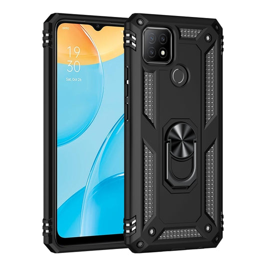 For OPPO A15 Shockproof TPU + PC Protective Case with 360 Degree Rotating Holder(Black) by buy2fix