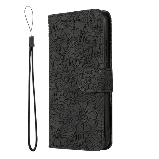 For Huawei P20 lite Skin Feel Embossed Sunflower Horizontal Flip Leather Case with Holder & Card Slots & Wallet & Lanyard(Black) by buy2fix