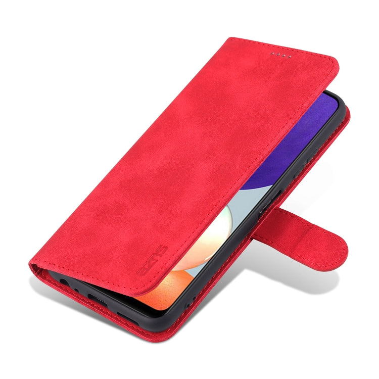 For Samsung Galaxy A22 5G AZNS Skin Feel Calf Texture Horizontal Flip Leather Case with Card Slots & Holder & Wallet(Red) by AZNS