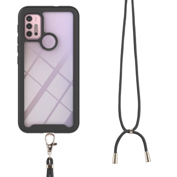 For Motorola Moto G30 / G10 / G10 Power Starry Sky Solid Color Series Shockproof PC + TPU Protective Case with Neck Strap(Black) by buy2fix