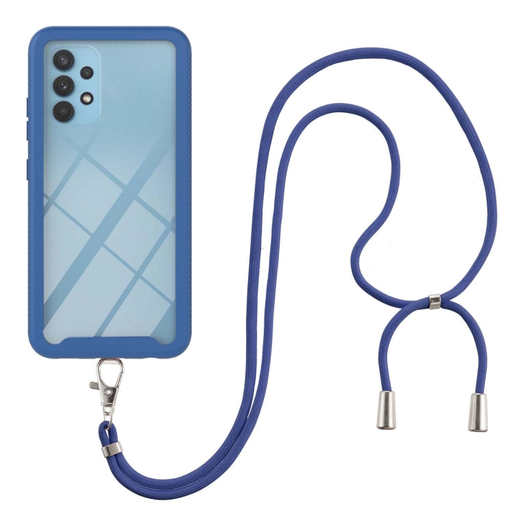 For Samsung Galaxy A32 5G Starry Sky Solid Color Series Shockproof PC + TPU Protective Case with Neck Strap(Blue) by buy2fix