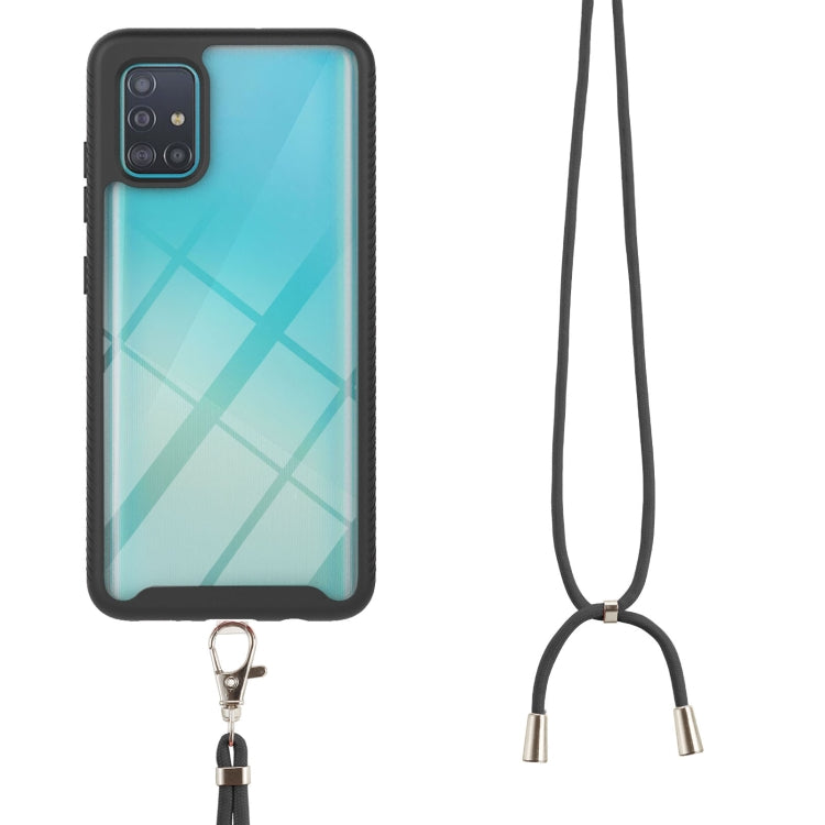 For Samsung Galaxy A51 / A515 Starry Sky Solid Color Series Shockproof PC + TPU Protective Case with Neck Strap(Black) by buy2fix