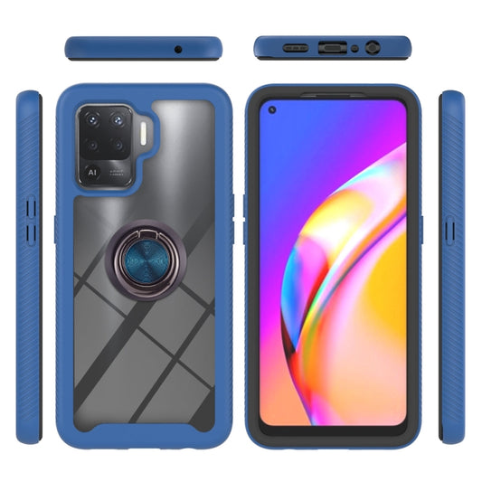 For OPPO A94 4G / Reno5 Lite Starry Sky Solid Color Series Shockproof PC + TPU Protective Case with Ring Holder & Magnetic Function(Blue) by buy2fix