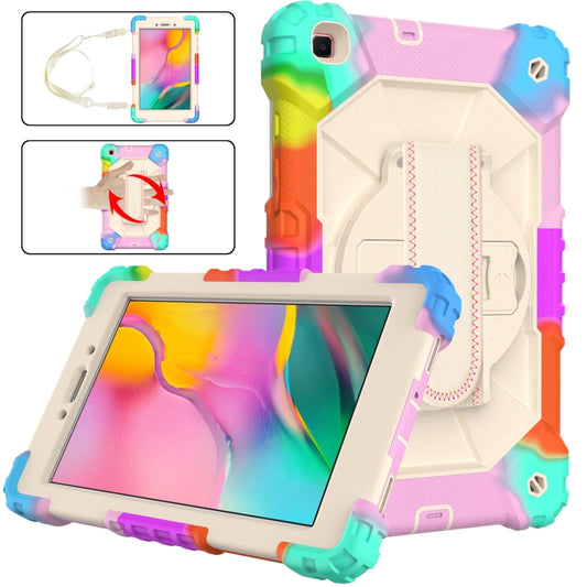 For Samsung Galaxy Tab A 8.0 (2019)T290/T295 Contrast Color Robot Shockproof Silicon + PC Protective Case with Holder & Shoulder Strap(Colorful Mint) by buy2fix