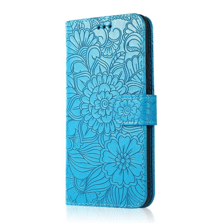 For Samsung Galaxy Note10 Lite / A81 Skin Feel Embossed Sunflower Horizontal Flip Leather Case with Holder & Card Slots & Wallet & Lanyard(Blue) by buy2fix