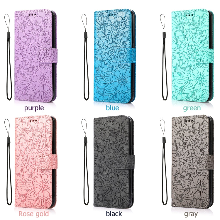 For Samsung Galaxy Note10 Lite / A81 Skin Feel Embossed Sunflower Horizontal Flip Leather Case with Holder & Card Slots & Wallet & Lanyard(Blue) by buy2fix