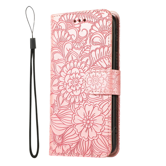 For Samsung Galaxy A40 Skin Feel Embossed Sunflower Horizontal Flip Leather Case with Holder & Card Slots & Wallet & Lanyard(Rose Gold) by buy2fix