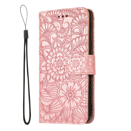 For Samsung Galaxy J6 Skin Feel Embossed Sunflower Horizontal Flip Leather Case with Holder & Card Slots & Wallet & Lanyard(Rose Gold) by buy2fix