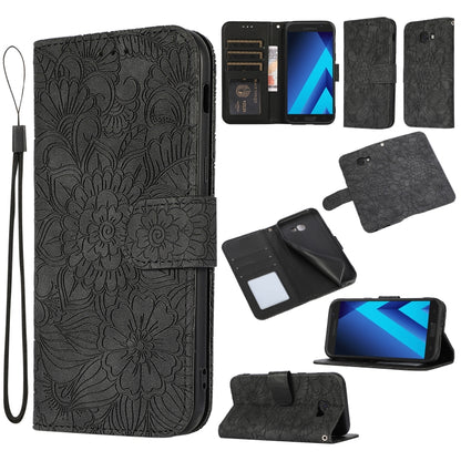 For Samsung Galaxy A5 (2017) Skin Feel Embossed Sunflower Horizontal Flip Leather Case with Holder & Card Slots & Wallet & Lanyard(Black) by buy2fix