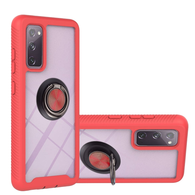 For Samsung Galaxy S20 FE 4G / 5G Starry Sky Solid Color Series Shockproof PC + TPU Protective Case with Ring Holder & Magnetic Function(Red) by buy2fix