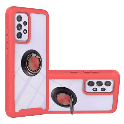For Samsung Galaxy A52 5G / 4G Starry Sky Solid Color Series Shockproof PC + TPU Protective Case with Ring Holder & Magnetic Function(Red) by buy2fix