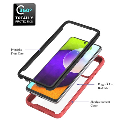 For Samsung Galaxy A52 5G / 4G Starry Sky Solid Color Series Shockproof PC + TPU Protective Case with Ring Holder & Magnetic Function(Red) by buy2fix