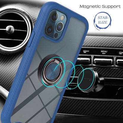 For Samsung Galaxy A22 5G Starry Sky Solid Color Series Shockproof PC + TPU Protective Case with Ring Holder & Magnetic Function(Blue) by buy2fix