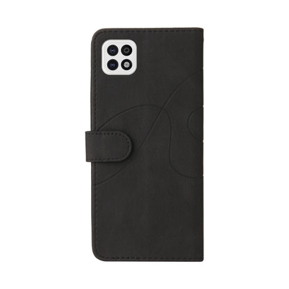 For Samsung Galaxy A22 5G Dual-color Splicing Horizontal Flip PU Leather Case with Holder & Card Slots & Wallet(Black) by buy2fix
