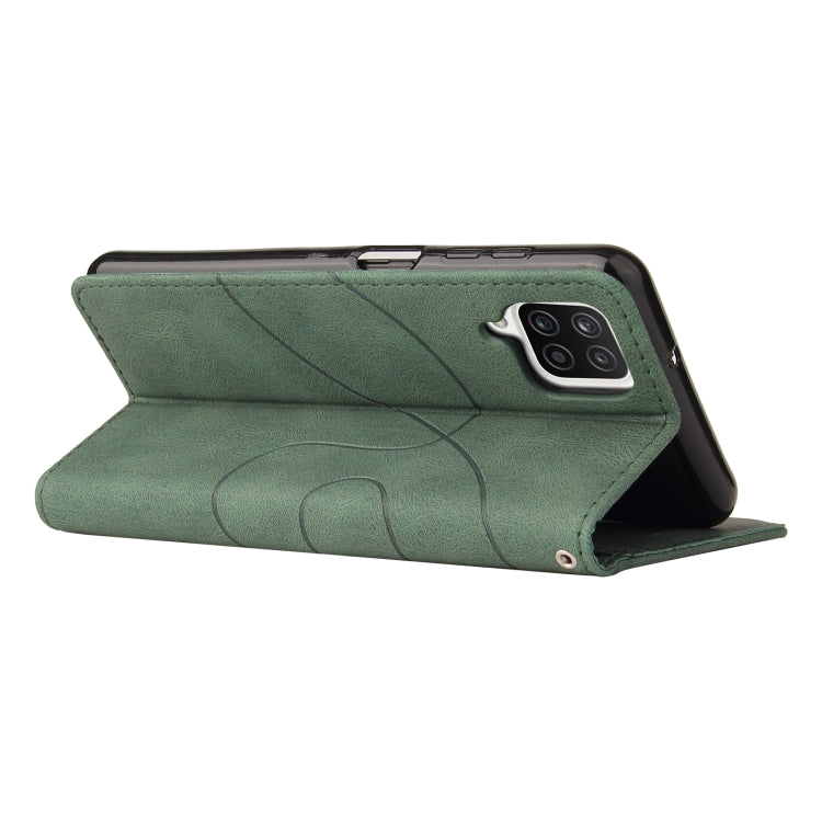 For Samsung Galaxy A12 5G Dual-color Splicing Horizontal Flip PU Leather Case with Holder & Card Slots & Wallet(Green) by buy2fix