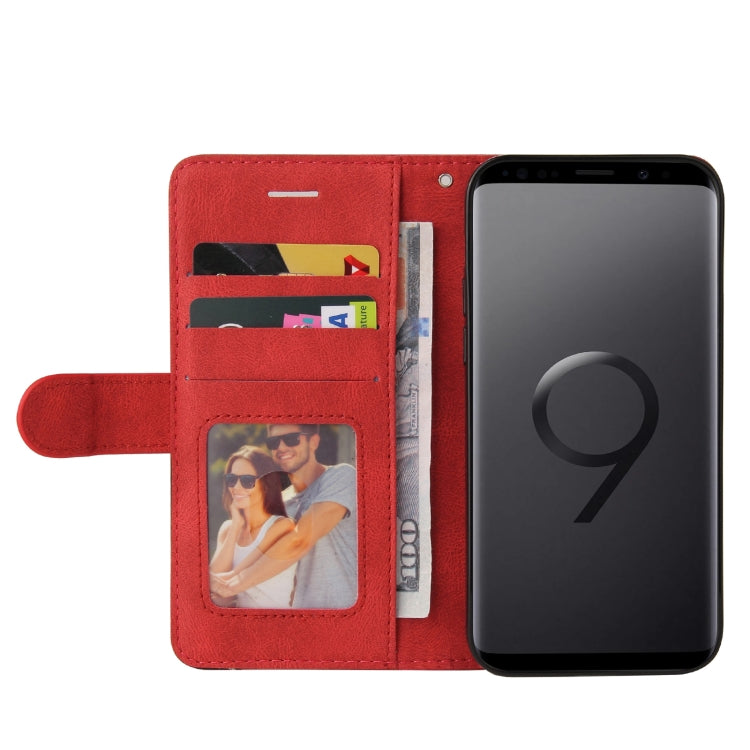 For Samsung Galaxy S9+ Dual-color Splicing Horizontal Flip PU Leather Case with Holder & Card Slots & Wallet(Red) by buy2fix
