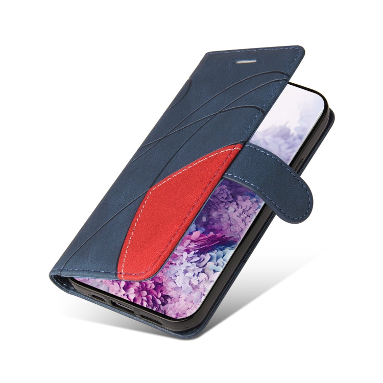 For Samsung Galaxy S20 Dual-color Splicing Horizontal Flip PU Leather Case with Holder & Card Slots & Wallet(Blue) by buy2fix