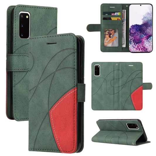 For Samsung Galaxy S20 Dual-color Splicing Horizontal Flip PU Leather Case with Holder & Card Slots & Wallet(Green) by buy2fix