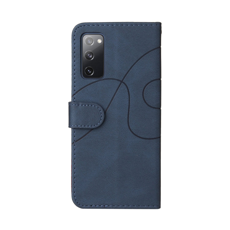For Samsung Galaxy S20 FE 5G Dual-color Splicing Horizontal Flip PU Leather Case with Holder & Card Slots & Wallet(Blue) by buy2fix
