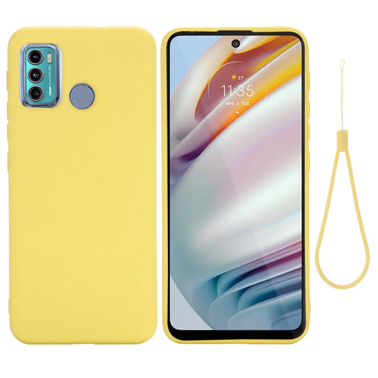 For Motorola Moto G60 Solid Color Liquid Silicone Dropproof Full Coverage Protective Case(Yellow) by buy2fix