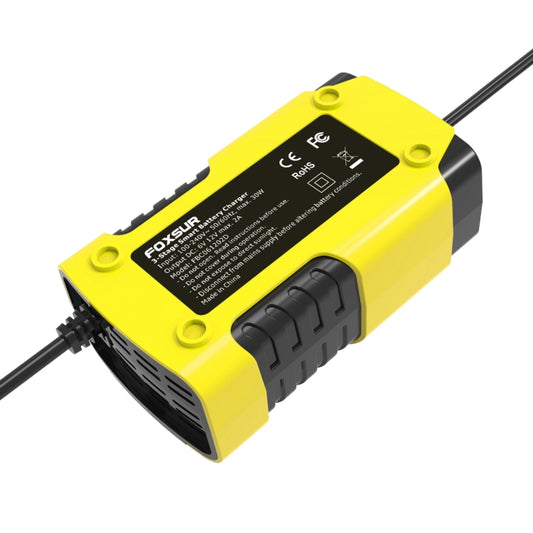 FOXSUR 2A / 6V / 12V Car / Motorcycle 3-stage Full Smart Battery Charger, Plug Type:US Plug(Yellow) by FOXSUR