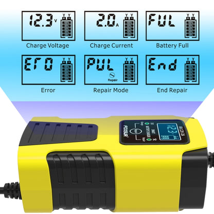 FOXSUR 2A / 6V / 12V Car / Motorcycle 3-stage Full Smart Battery Charger, Plug Type:US Plug(Yellow) - In Car by FOXSUR | Online Shopping UK | buy2fix