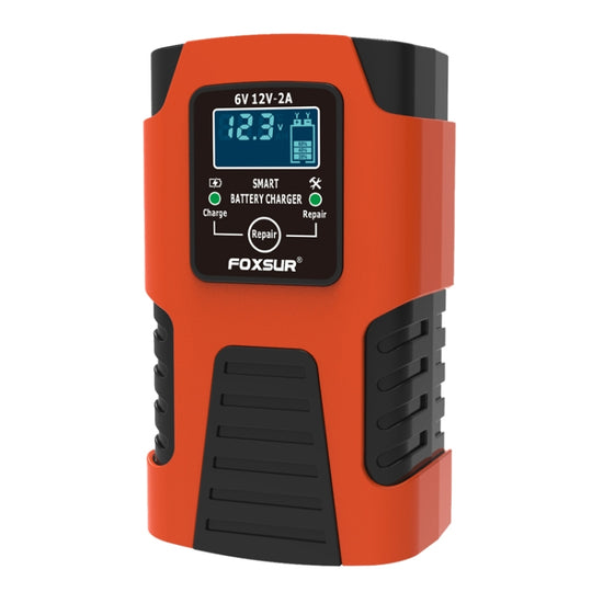 FOXSUR 2A / 6V / 12V Auto / Motorrad 3-Stufen-Voll-Smart-Batterieladegerät, Steckertyp: EU-Stecker (rot)