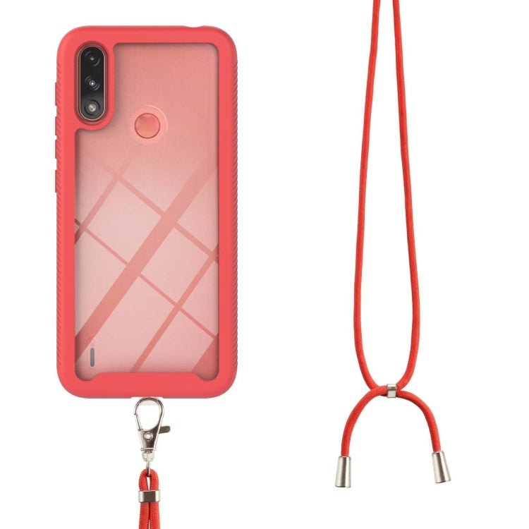 For Motorola Moto E7 Power Starry Sky Solid Color Series Shockproof PC + TPU Protective Case with Neck Strap(Red) - Motorola Cases by buy2fix | Online Shopping UK | buy2fix