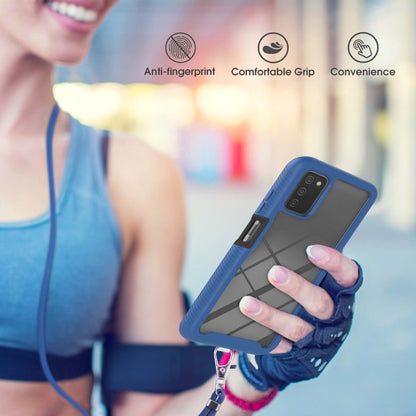 For Samsung Galaxy A03s EU Version Starry Sky Solid Color Series Shockproof PC + TPU Protective Case with Neck Strap(Blue) by buy2fix