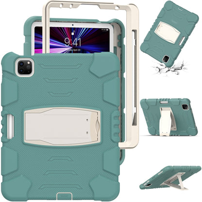 For iPad Pro 11 2022 / 2021 / 2020 / 2018 3-Layer Protection Screen Frame + PC + Silicone Shockproof Combination Tablet Case with Holder(Emerald Green) - iPad Pro 11 (2022/2021) Cases by buy2fix | Online Shopping UK | buy2fix