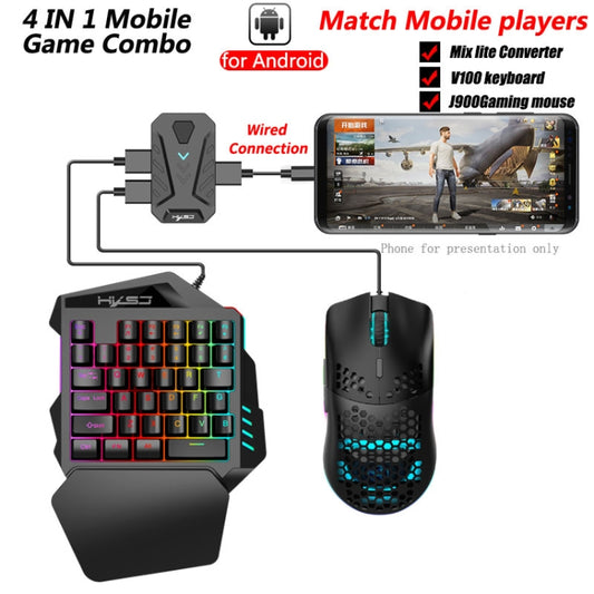 HXSJ V100+J900+P8 One-handed Keyboard + Programming Gaming Mouse + Keyboard Mouse Converter Set by HXSJ