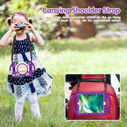 Cute Cat King Kids Shockproof Silicone Tablet Case with Holder & Shoulder Strap & Handle For iPad 9.7 2018 / 2017 / Air / Air 2 / Pro 9.7(Purple) - iPad 9.7 (2018) & (2017) Cases by buy2fix | Online Shopping UK | buy2fix