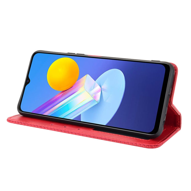 For vivo Y72 5G / iQOO Z3 5G Magnetic Buckle Retro Crazy Horse Texture Horizontal Flip Leather Case with Holder & Card Slots & Photo Frame(Red) - vivo Cases by buy2fix | Online Shopping UK | buy2fix