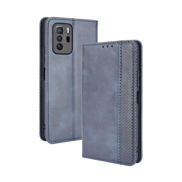 For Xiaomi Redmi Note 10 Pro 5G / Poco X3 GT Magnetic Buckle Retro Crazy Horse Texture Horizontal Flip Leather Case with Holder & Card Slots & Photo Frame(Blue) - Xiaomi Cases by buy2fix | Online Shopping UK | buy2fix