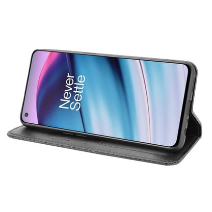 For OnePlus Nord CE 5G Magnetic Buckle Retro Crazy Horse Texture Horizontal Flip Leather Case with Holder & Card Slots & Photo Frame(Black) - OnePlus Cases by buy2fix | Online Shopping UK | buy2fix