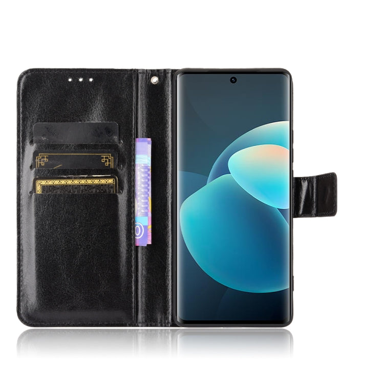 For vivo X60 Pro Overseas Version / X60 5G Curved Surface Version Crazy Horse Texture Horizontal Flip Leather Case with Holder & Card Slots & Lanyard(Black) - OPPO Cases by buy2fix | Online Shopping UK | buy2fix
