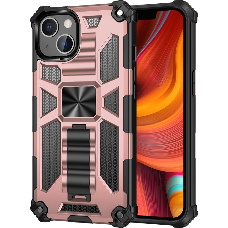 For iPhone 13 mini Armor Shockproof TPU + PC Magnetic Protective Case with Holder (Rose Gold) - iPhone 13 mini Cases by buy2fix | Online Shopping UK | buy2fix