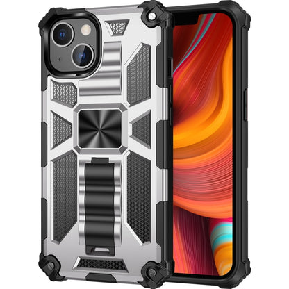 For iPhone 13 Armor Shockproof TPU + PC Magnetic Protective Case with Holder(Silver) - iPhone 13 Cases by buy2fix | Online Shopping UK | buy2fix