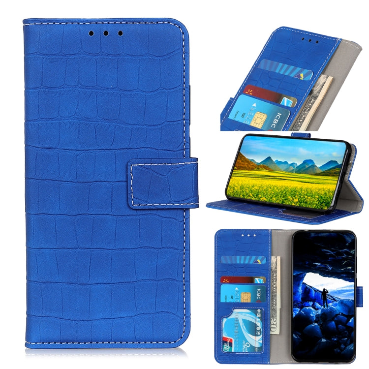 For Samsung Galaxy M32 Crocodile Texture Horizontal Flip Leather Case with Holder & Card Slots & Wallet(Blue) by buy2fix