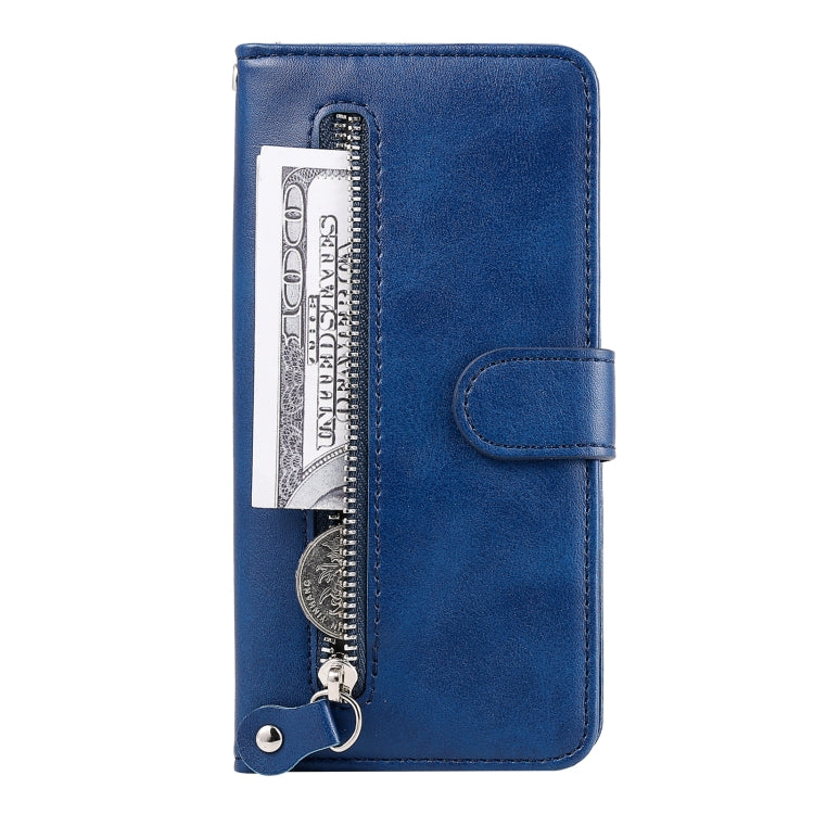 For OPPO Reno6 5G Fashion Calf Texture Zipper Horizontal Flip Leather Case with Holder & Card Slots & Wallet(Blue) - OPPO Cases by buy2fix | Online Shopping UK | buy2fix