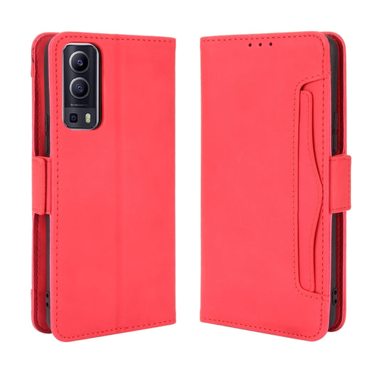 For vivo Y72 5G / iQOO Z3 5G Skin Feel Calf Pattern Horizontal Flip Leather Case with Holder & Card Slots & Photo Frame(Red) by buy2fix