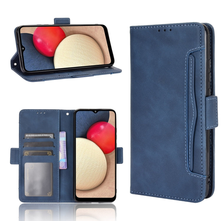 For Samsung Galaxy A03s 166mm Version Skin Feel Calf Pattern Horizontal Flip Leather Case with Holder & Card Slots & Photo Frame(Blue) by buy2fix