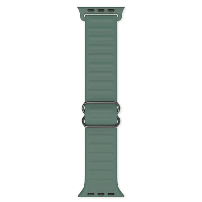 Japanese Word Buckle Silicone Watch Band For Apple Watch Series 9&8&7 41mm / SE 3&SE 2&6&SE&5&4 40mm / 3&2&1 38mm(Pine Needle Green) by buy2fix