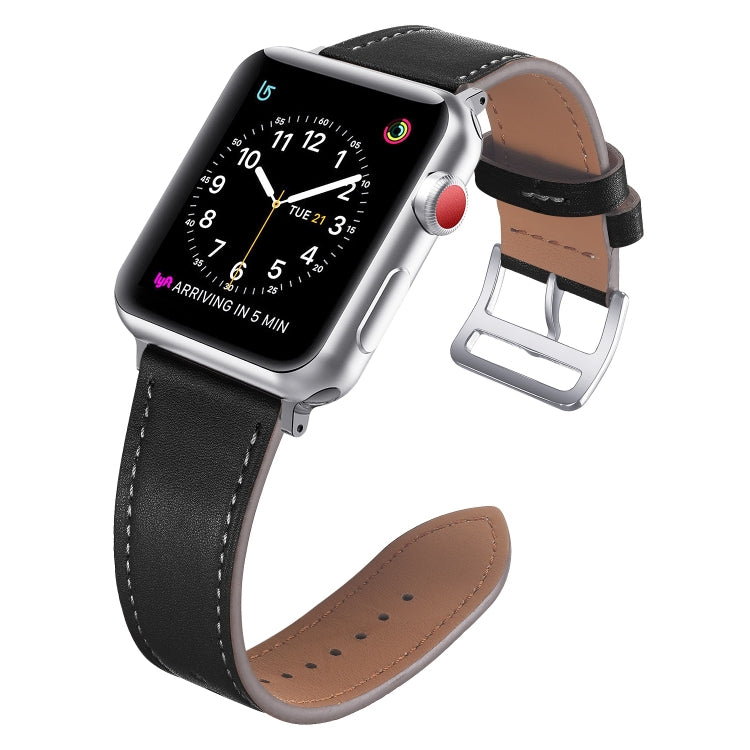 Small Waist Leather Watch Band For Apple Watch Ultra 49mm&Watch Ultra 2 49mm / Series 9&8&7 45mm / SE 3&SE 2&6&SE&5&4 44mm / 3&2&1 42mm(Black) by buy2fix