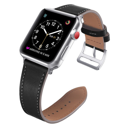 Small Waist Leather Watch Band For Apple Watch Ultra 49mm&Watch Ultra 2 49mm / Series 9&8&7 45mm / SE 3&SE 2&6&SE&5&4 44mm / 3&2&1 42mm(Black) by buy2fix