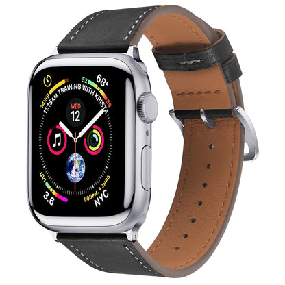 Small Waist Leather Watch Band For Apple Watch Ultra 49mm&Watch Ultra 2 49mm / Series 9&8&7 45mm / SE 3&SE 2&6&SE&5&4 44mm / 3&2&1 42mm(Black) by buy2fix